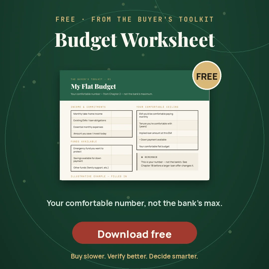 Download the free Budget Worksheet for first-time flat buyers in Bangalore