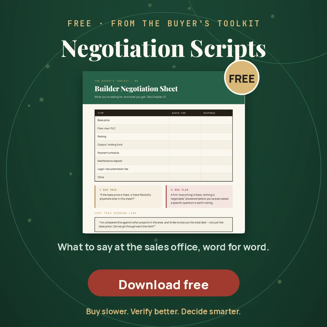 Download the free Negotiation Scripts for first-time flat buyers in Bangalore