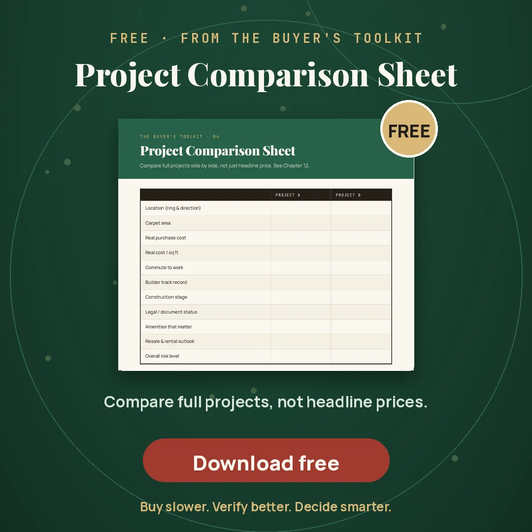 Download the free Project Comparison Sheet for first-time flat buyers in Bangalore