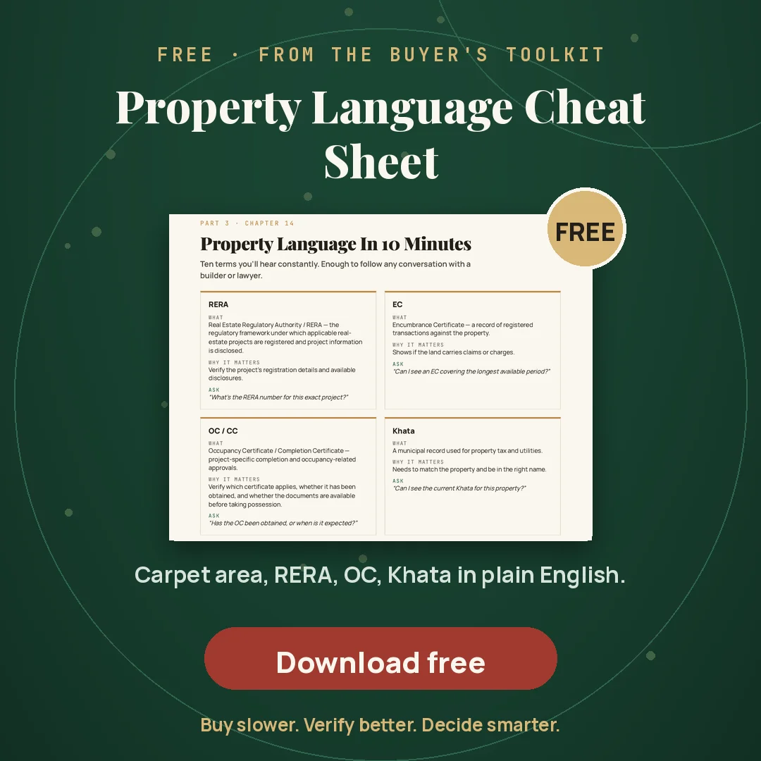 Download the free Property Language Cheat Sheet for first-time flat buyers in Bangalore