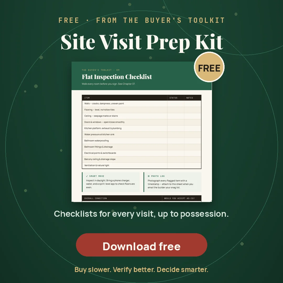 Download the free Site Visit Prep Kit for first-time flat buyers in Bangalore